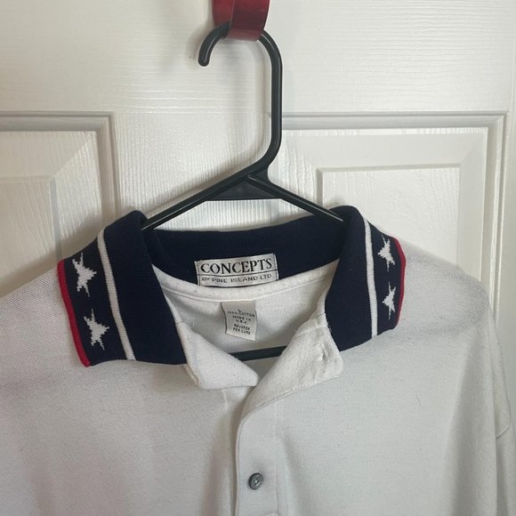 White American Stars Collared Golf Shirt / Polo, by Concepts Pine Island  Size L - Picture 2 of 4
